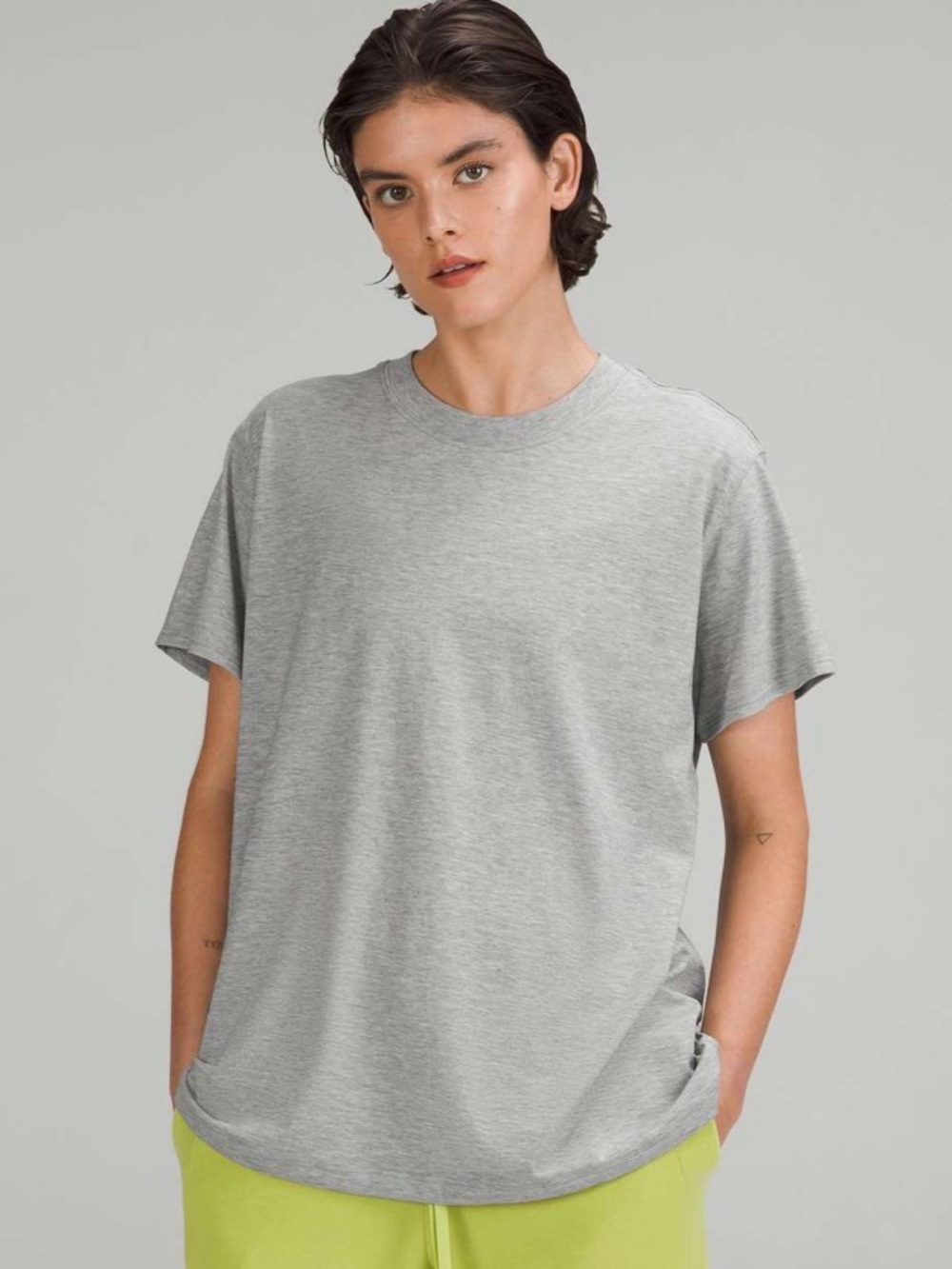Lululemon All Yours Cotton T-Shirt Heathered Core Medium Grey size 8